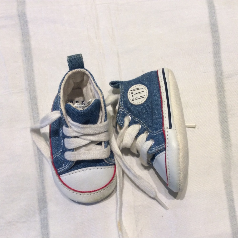 Baby Gap Blue Denim Sneaker Crib Shoes Boys 1